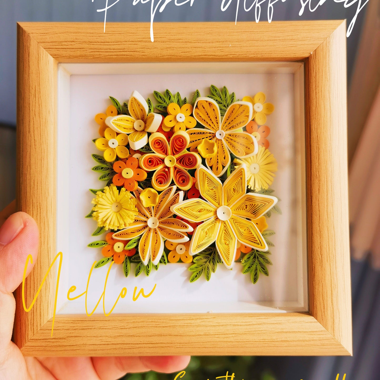 Handmade Quilled Paper Flower Art - Mini 3D Wall Decor - Home/Office/Gift - Colorful Paper Craft - Unique DIY Artwork