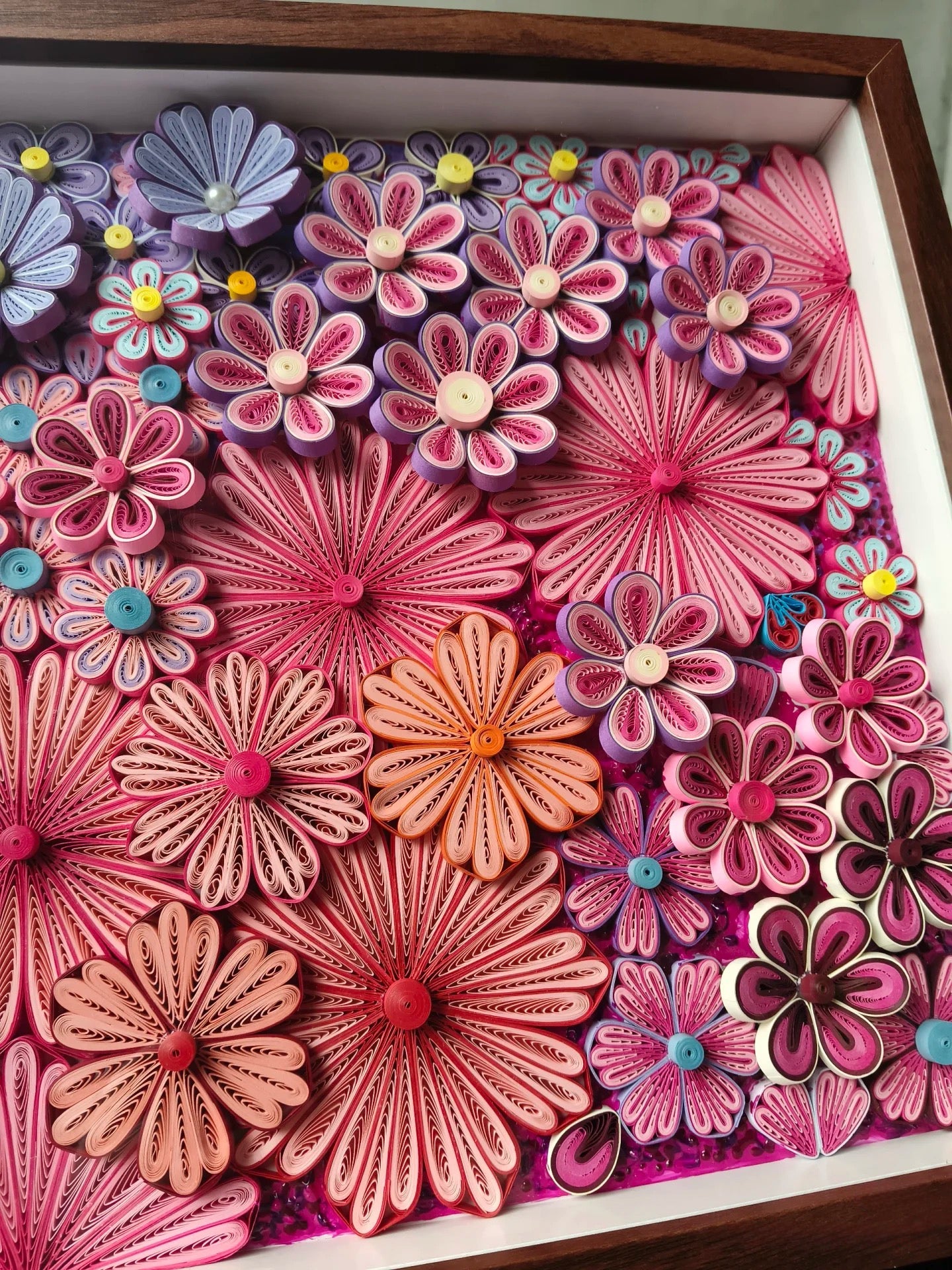 Handmade Quilled Paper Flower Art - 3D Wall Decor - Home/Office/Gift - Colorful Paper Craft - Unique DIY Artwork