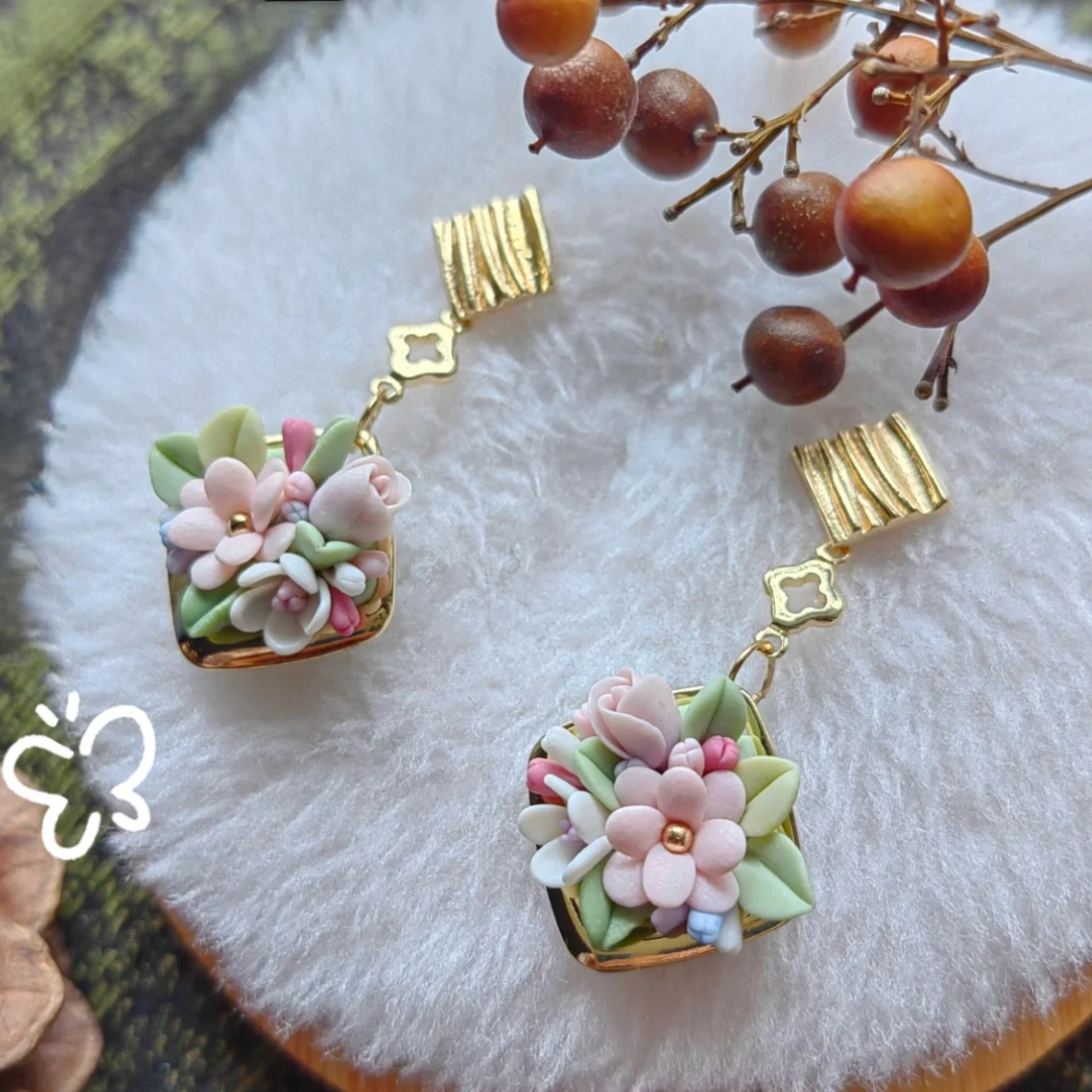 Flower Clay Earrings