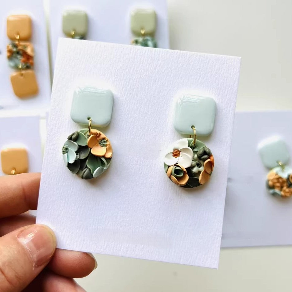 Gentle Garden- Mint Clay Earrings