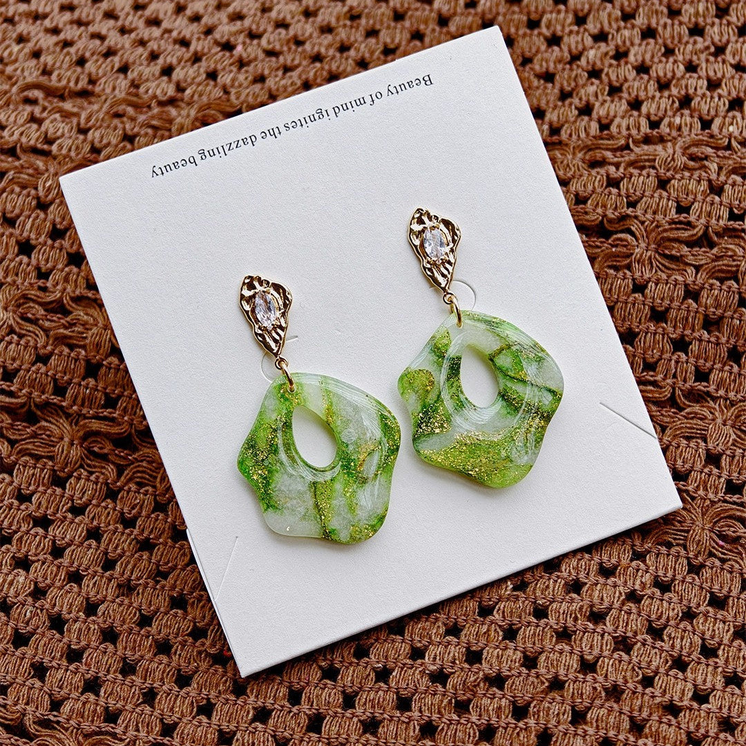 Ocean & Jadeeite handmade clay earrings