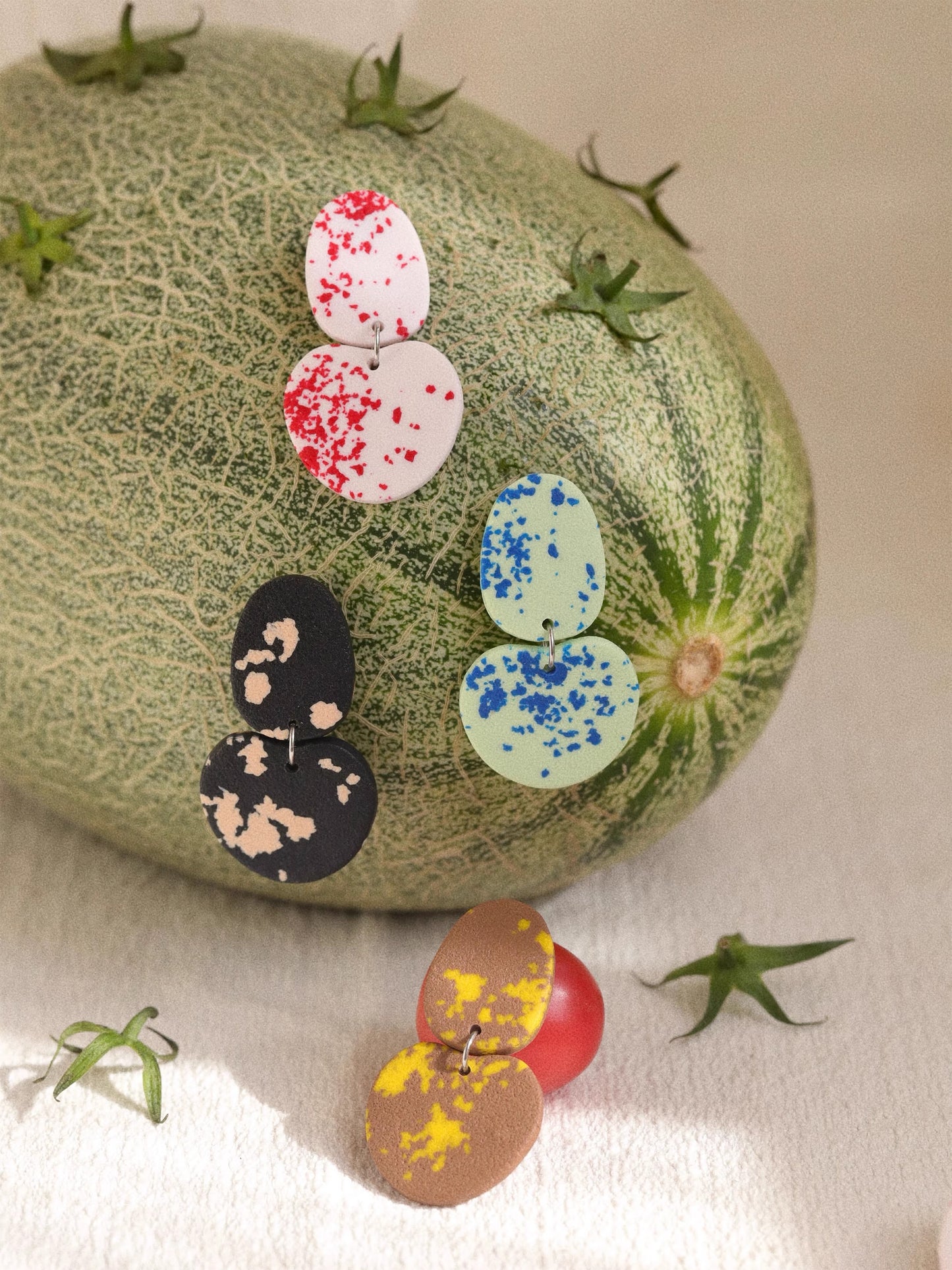 Whispering Dots handmade clay earrings