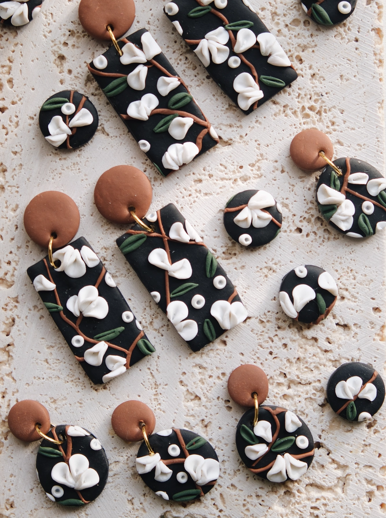 Camellia  handmade clay earrings