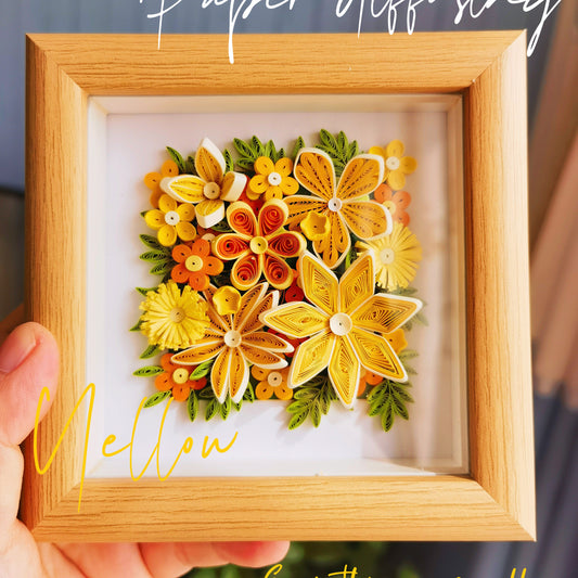 Handmade Quilled Paper Flower Art - Mini 3D Wall Decor - Home/Office/Gift - Colorful Paper Craft - Unique DIY Artwork