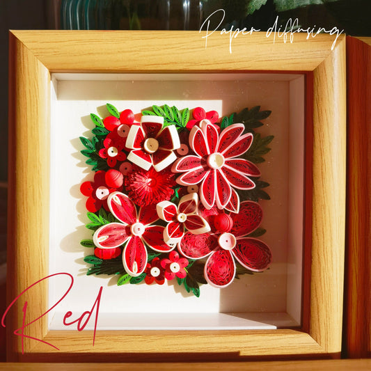 Handmade Quilled Paper Flower Art - Mini 3D Wall Decor - Home/Office/Gift - Colorful Paper Craft - Unique DIY Artwork