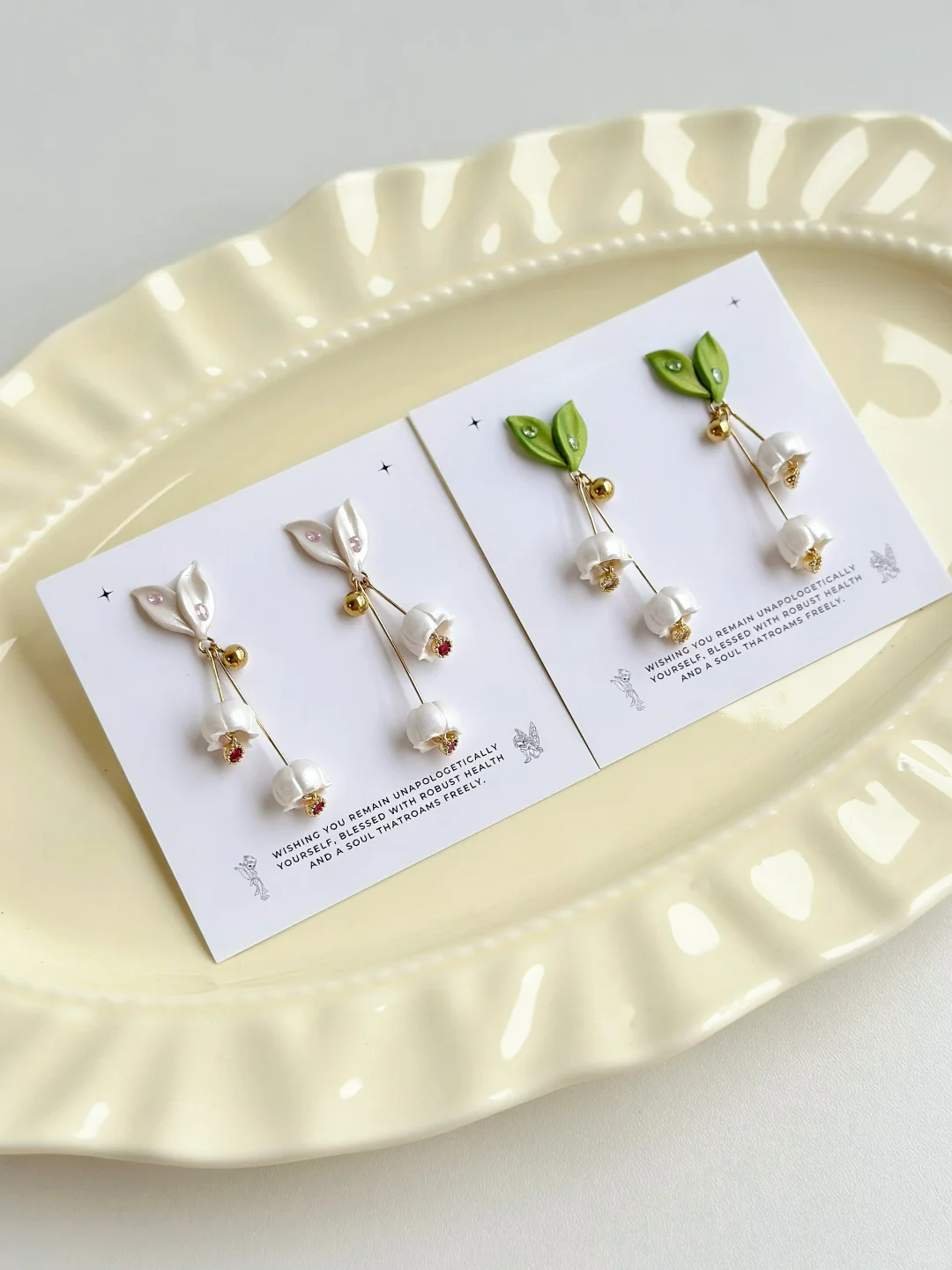 Return of happiness-Convallaria majalis handmade clay earrings