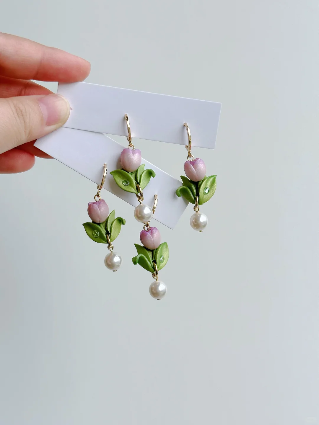 Throb-tulips handmade clay earrings
