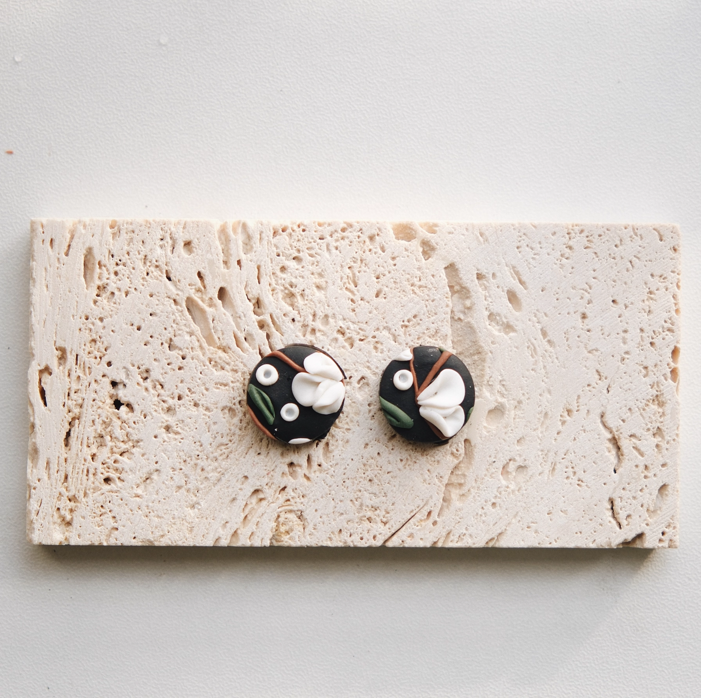 Camellia  handmade clay earrings