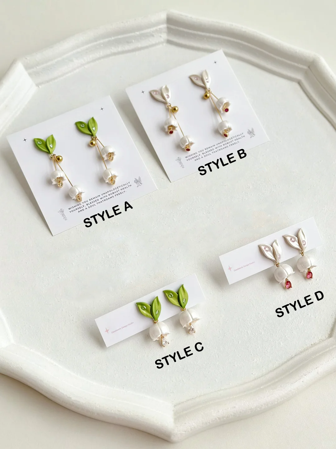 Return of happiness-Convallaria majalis handmade clay earrings