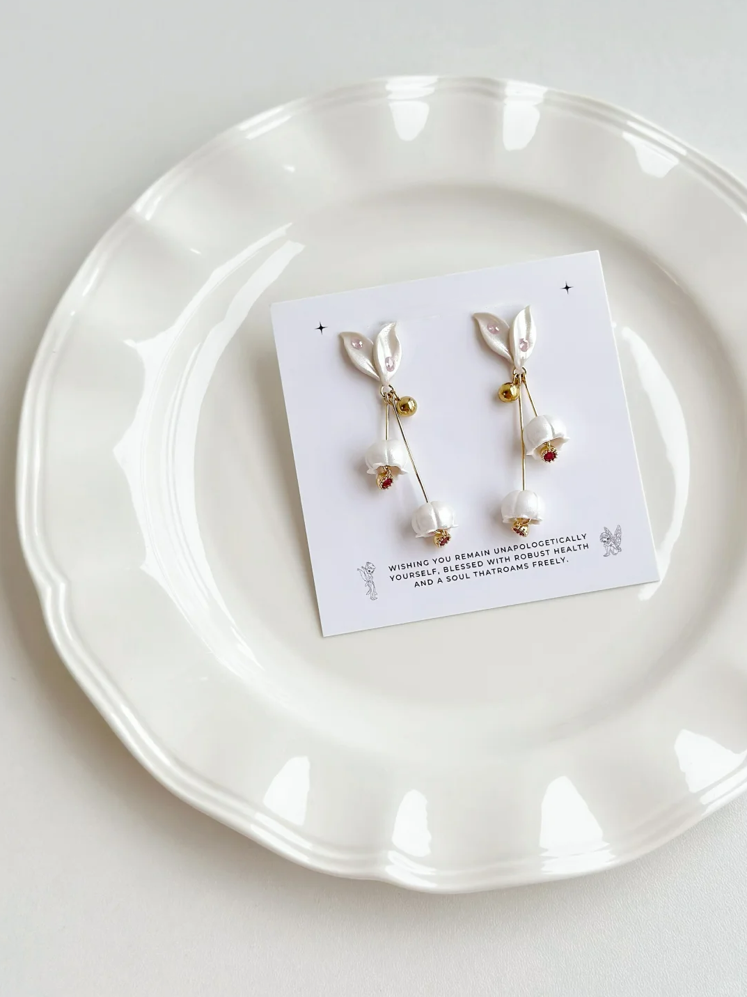 Return of happiness-Convallaria majalis handmade clay earrings