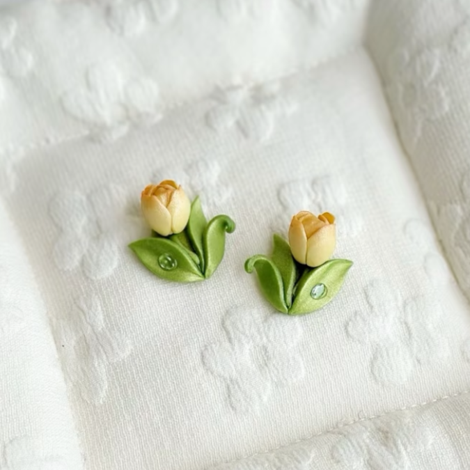Throb-tulips handmade clay earrings