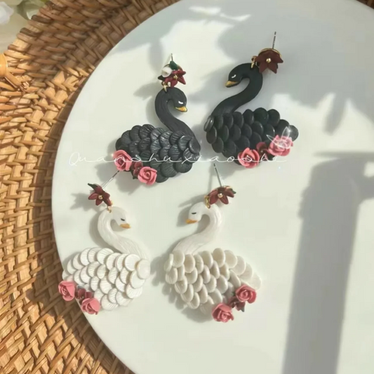 Swan Polymer Clay Earrings
