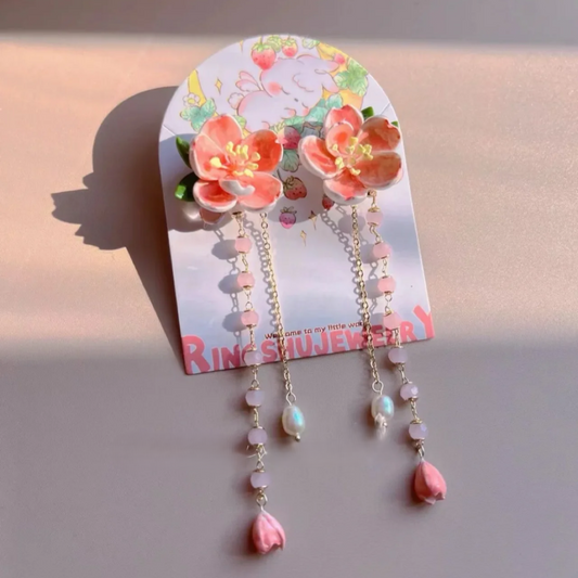 Peach blossom  Clay Earrings