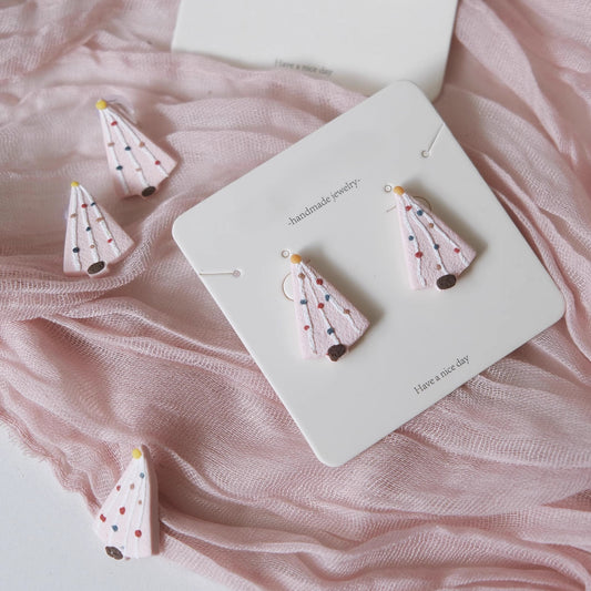 Pink Umbrella Clay Earrings