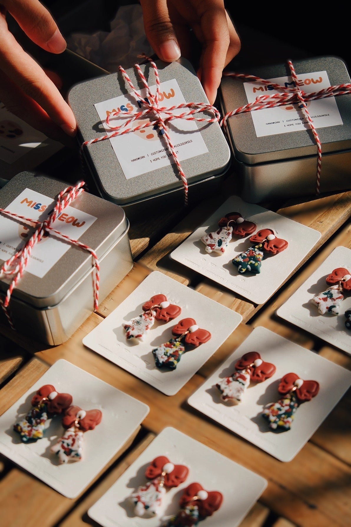 Christmas tree  handmade clay earrings