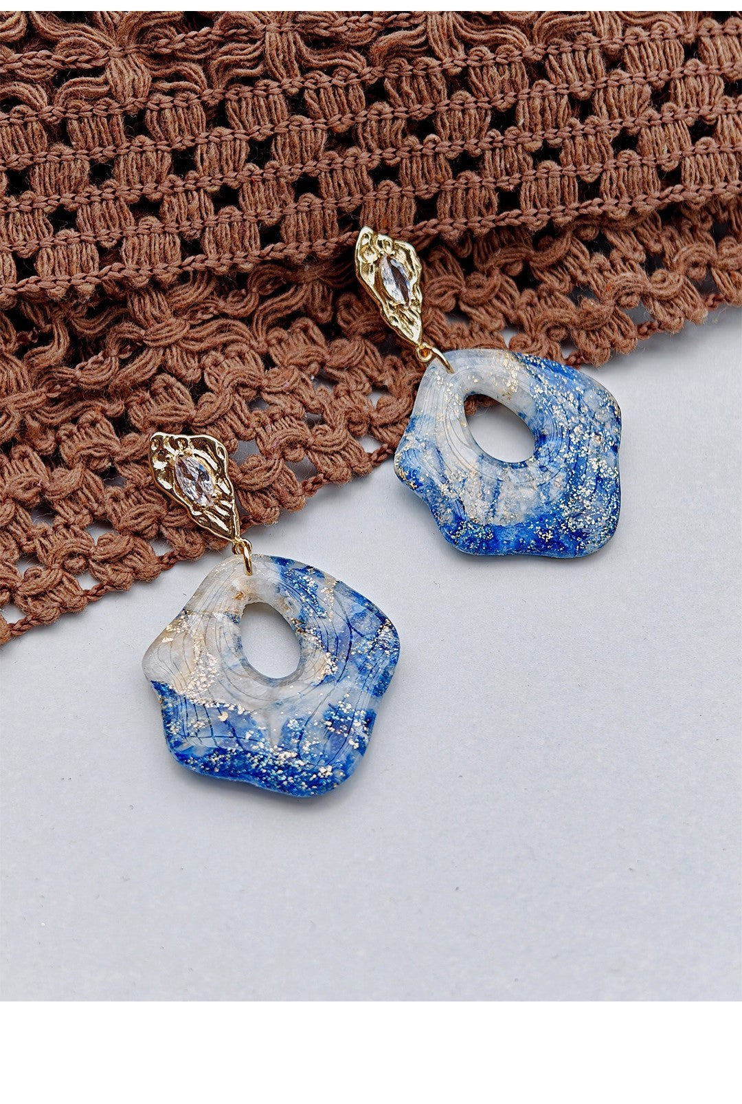 Ocean & Jadeeite handmade clay earrings