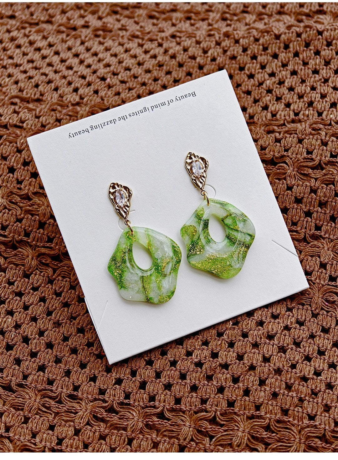 Ocean & Jadeeite handmade clay earrings