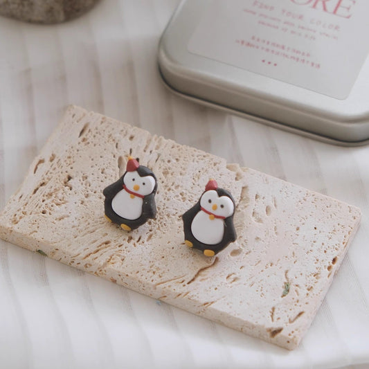 Handcrafted Clay Penguin Earrings