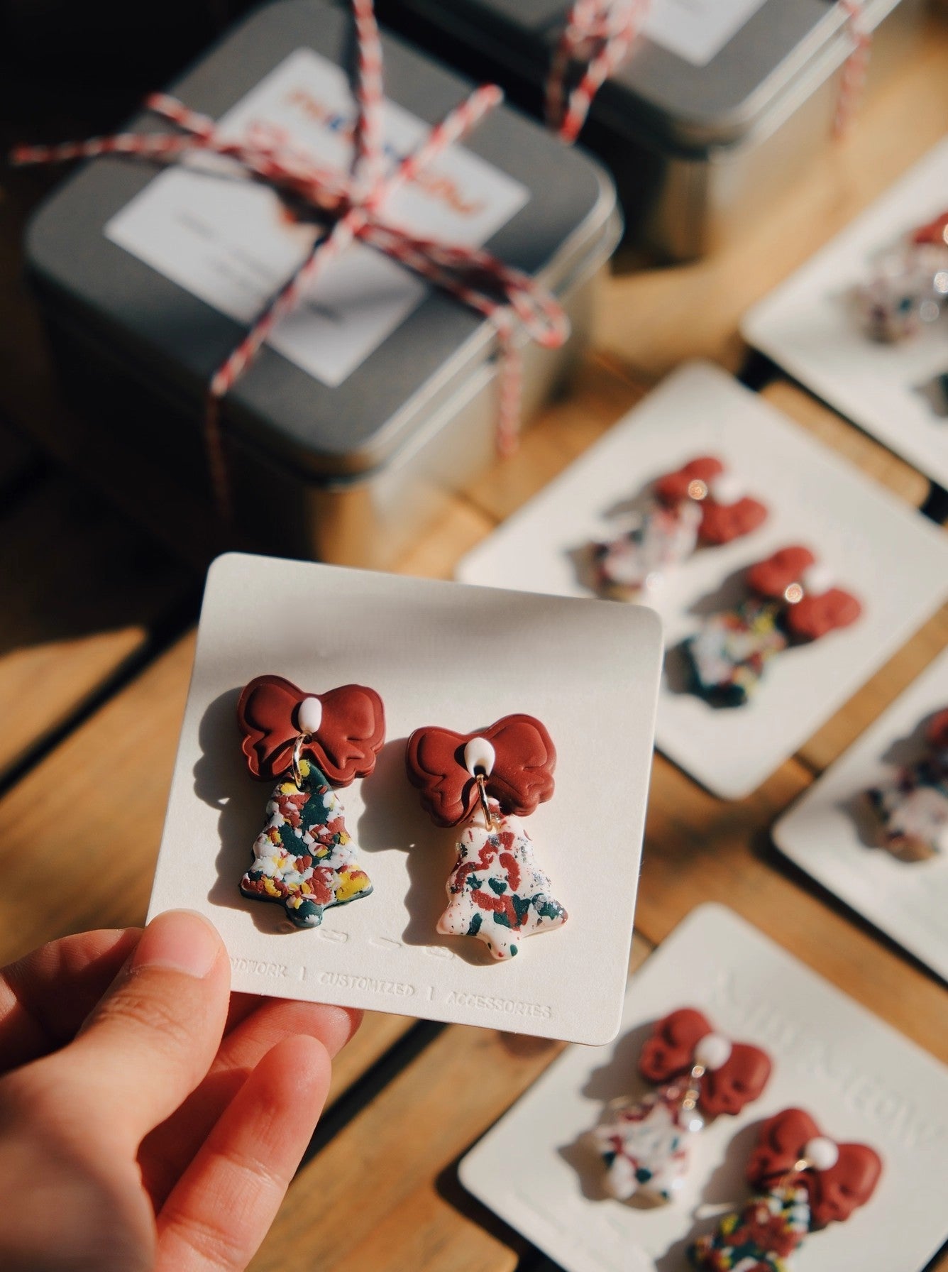 Christmas tree  handmade clay earrings