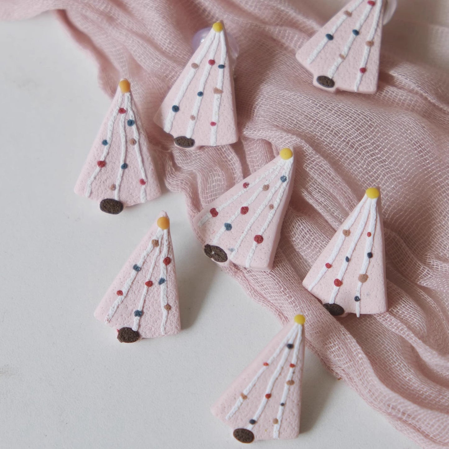 Pink Umbrella Clay Earrings