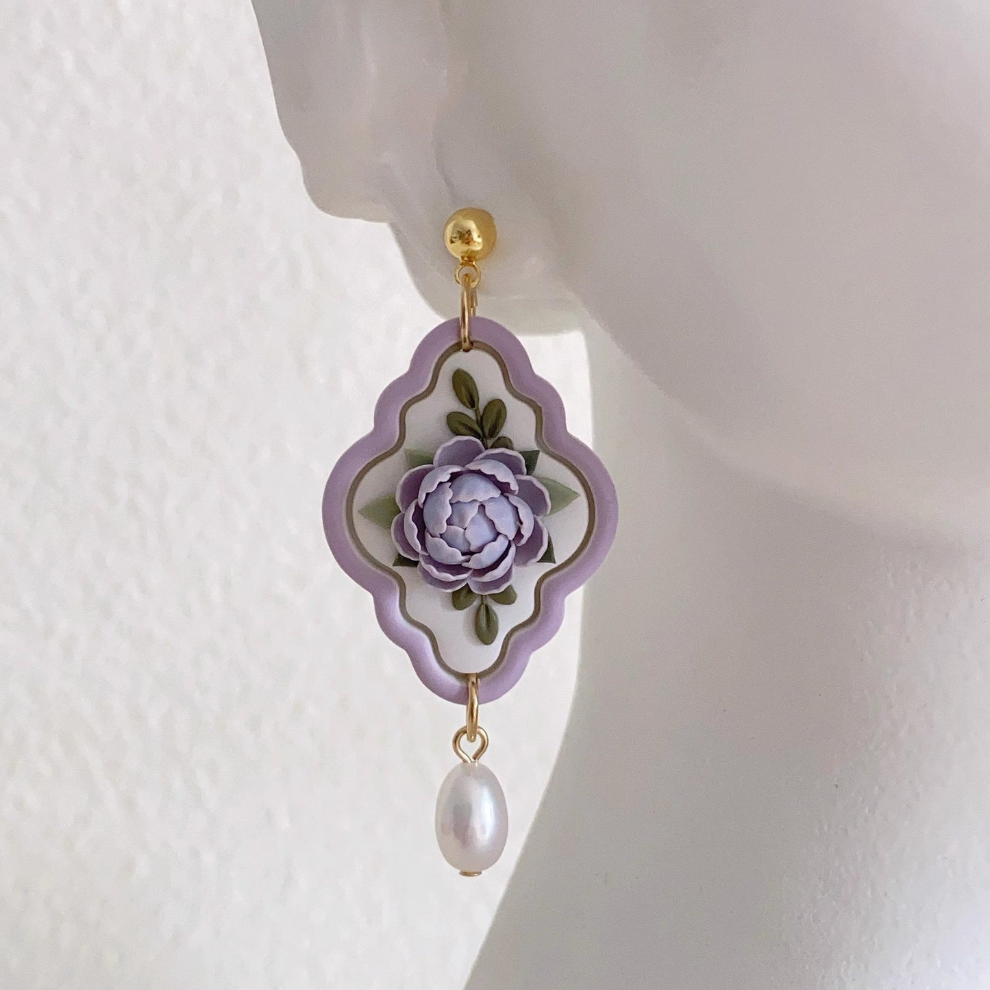 Gentle Garden- Purple Clay Earrings