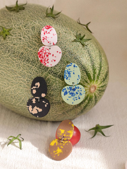 Whispering Dots‌ handmade clay earrings
