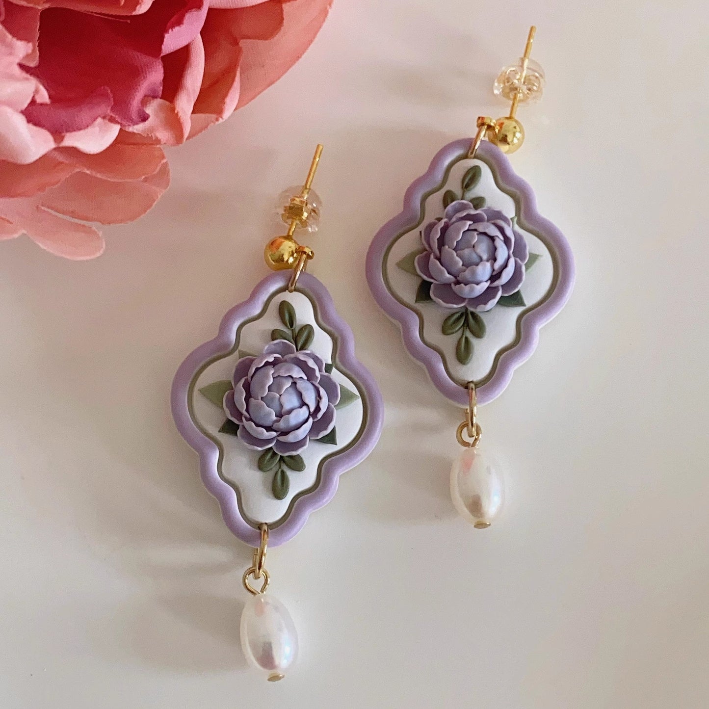 Gentle Garden- Purple Clay Earrings