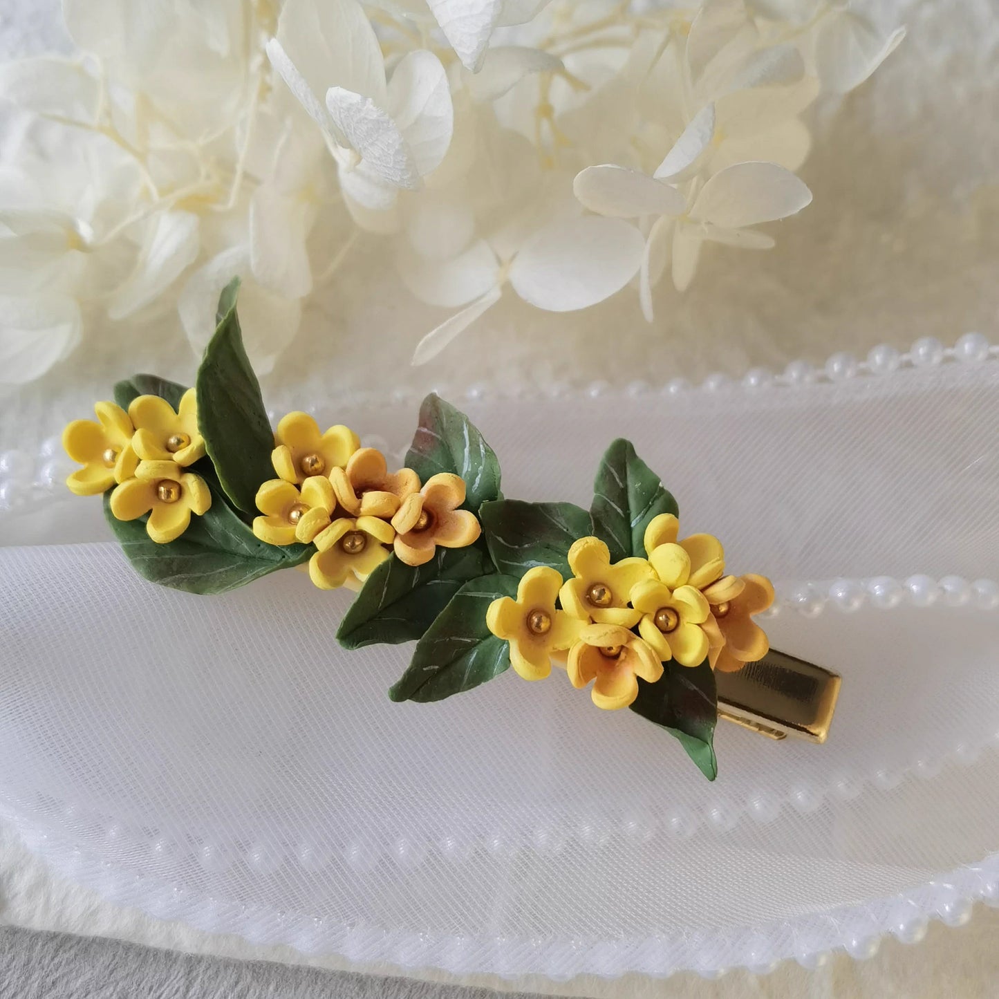 Vintage Inspired Yellow Flower Hair Clip, Cottagecore Spring Hair Accessory for Women