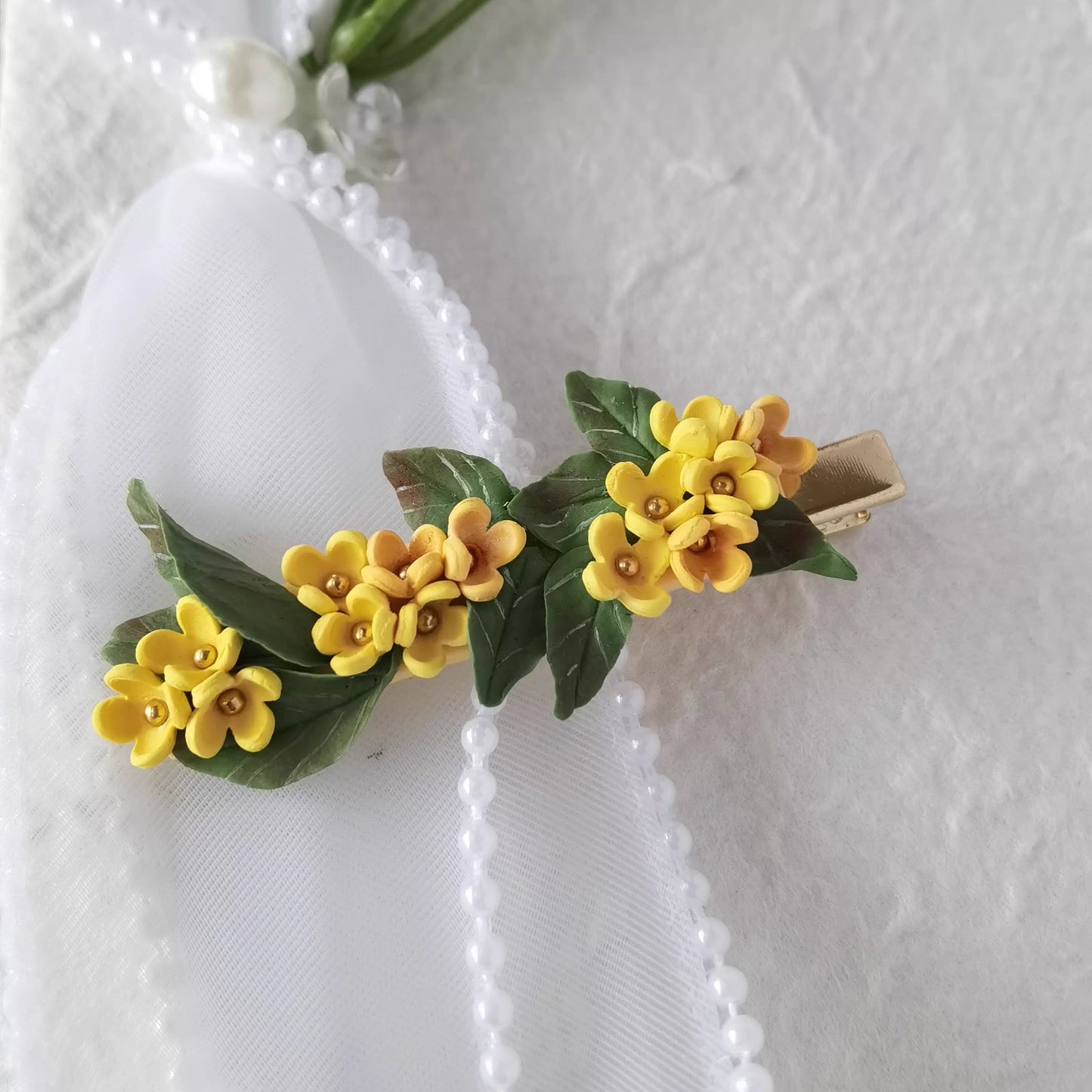 Vintage Inspired Yellow Flower Hair Clip, Cottagecore Spring Hair Accessory for Women