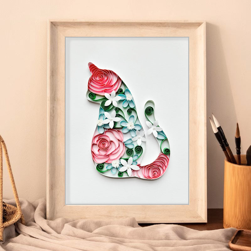 Quilling Effect Cat- Art Work Gift for Christmas