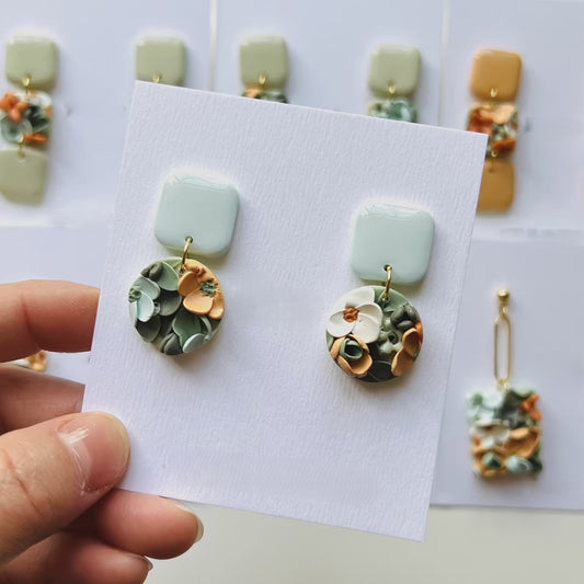 Gentle Garden- Mint Clay Earrings